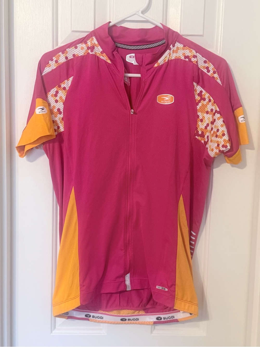 SUGOI Magenta and Orange Short-Sleeve Cycling Jersey